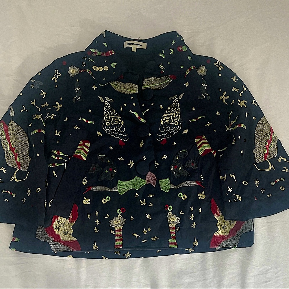 Embroidered Festive Jacket- ugly Christmas sweater jacket